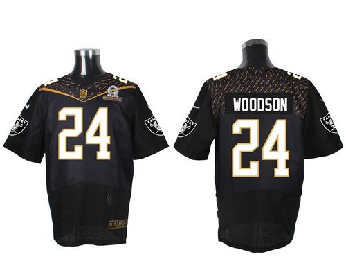 Nike Raiders #24 Charles Woodson Black 2016 Pro Bowl Men's Stitched NFL Elite Jersey